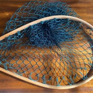 Wooden Fishing Net with Green Mesh